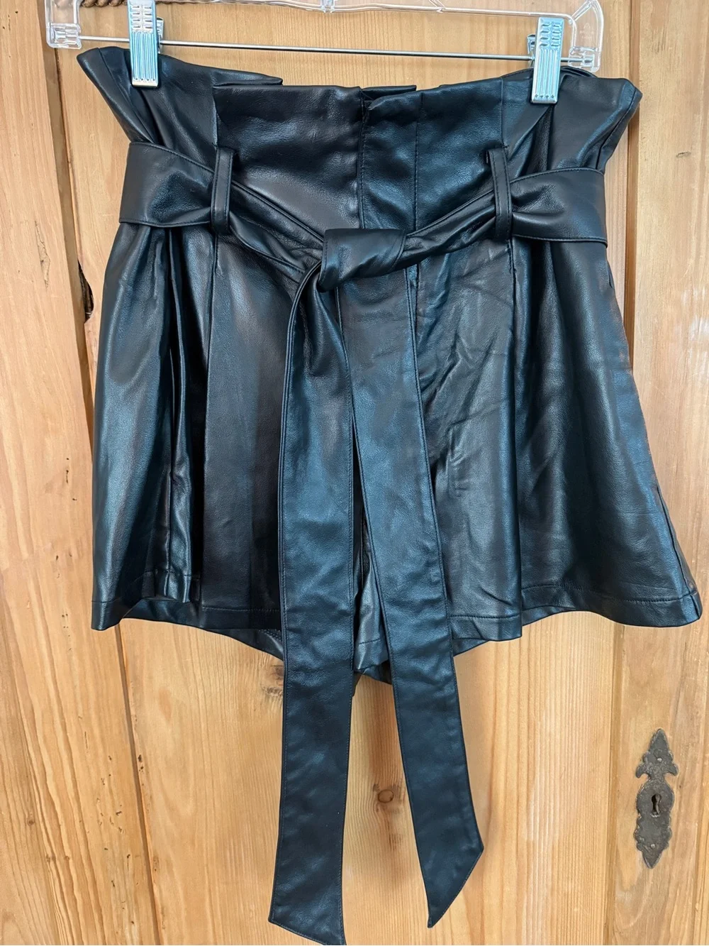Olivaceous Faux Leather Cinch Waist Shorts